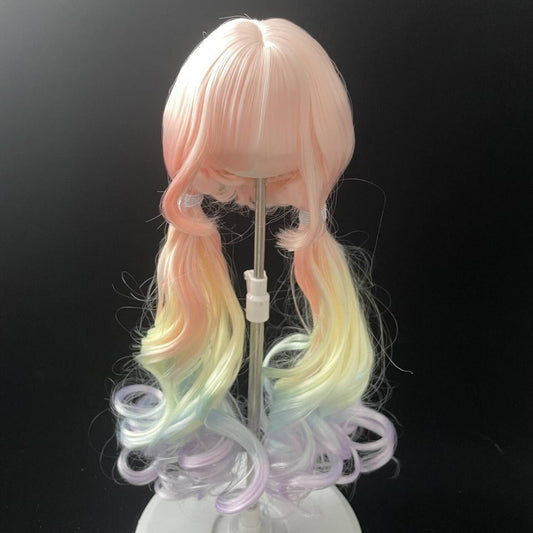 Colorful Bangs Long Curly Hair Points Cos Wig