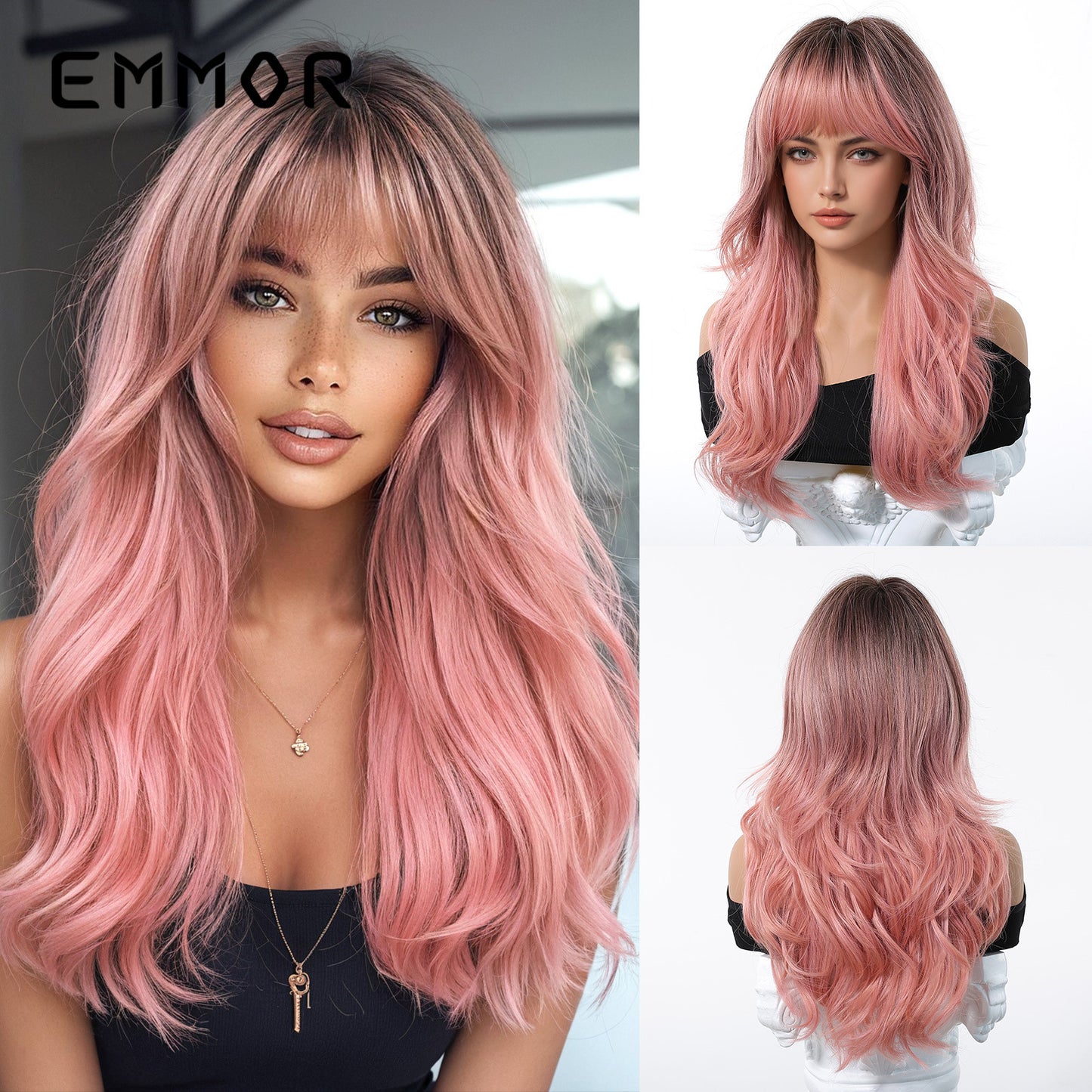 Type Bangs Curly Natural Fashion Top Wig Long Curls