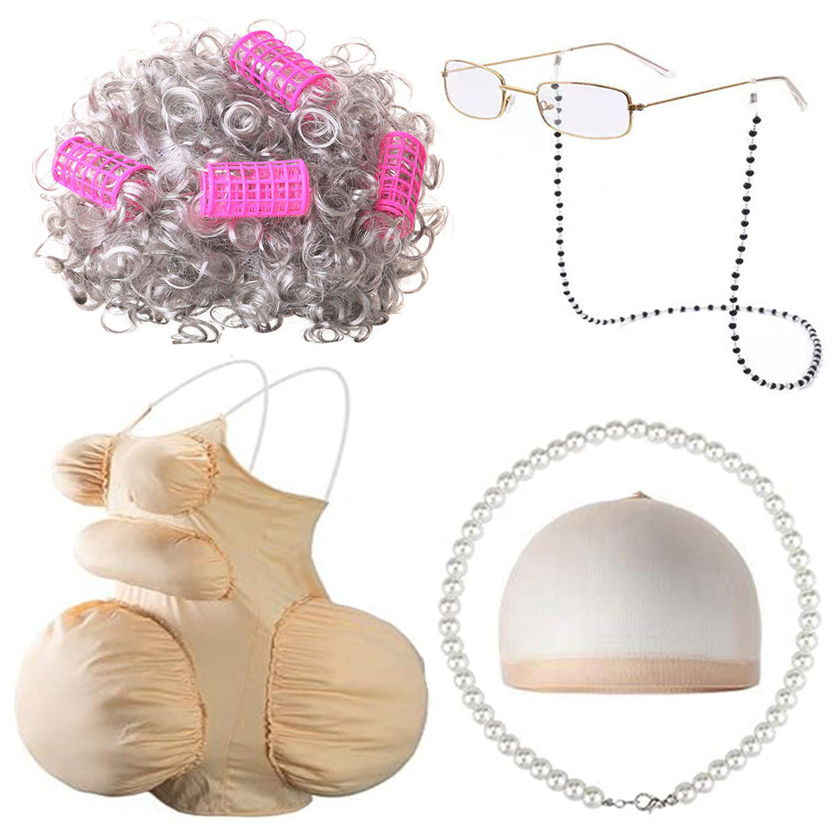 Fake Fat Belly School Day Role Play Dress Cos Wig