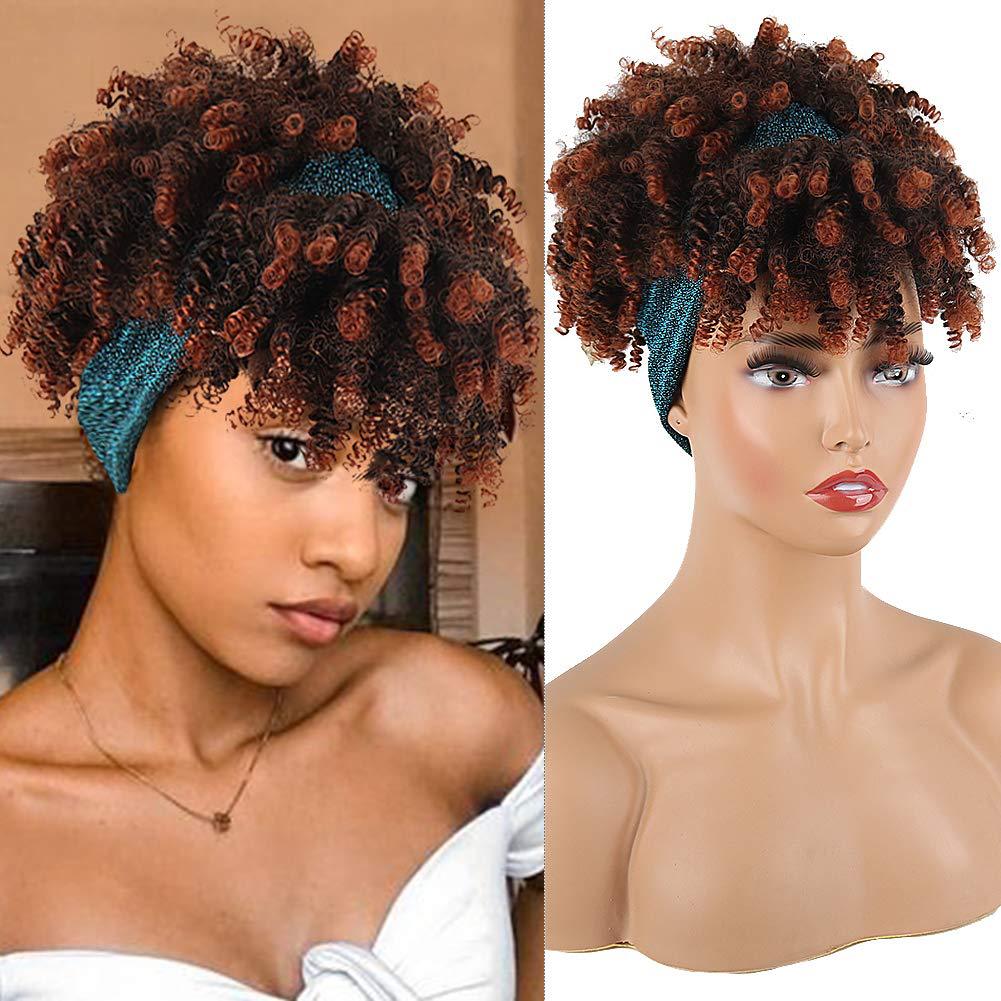Small Turban Female Headband Bangs Fluffy Wig Short Curly Hair