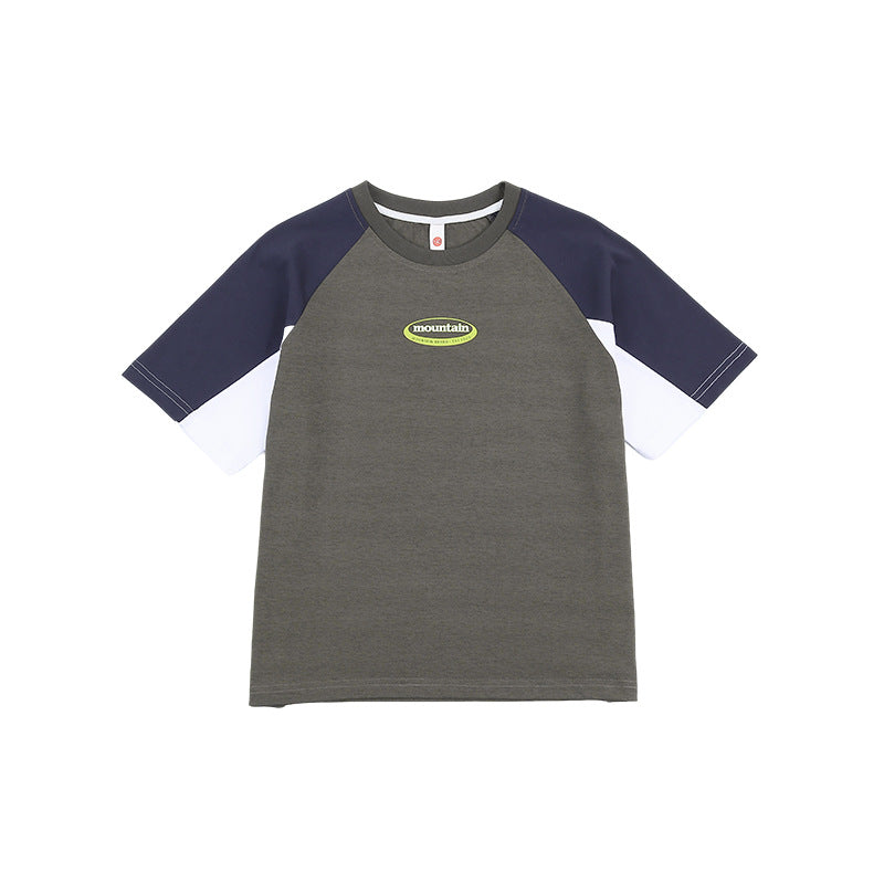 Children's Di Mulberry Cotton Color Contrast Patchwork Design Sense Children's T-shirt