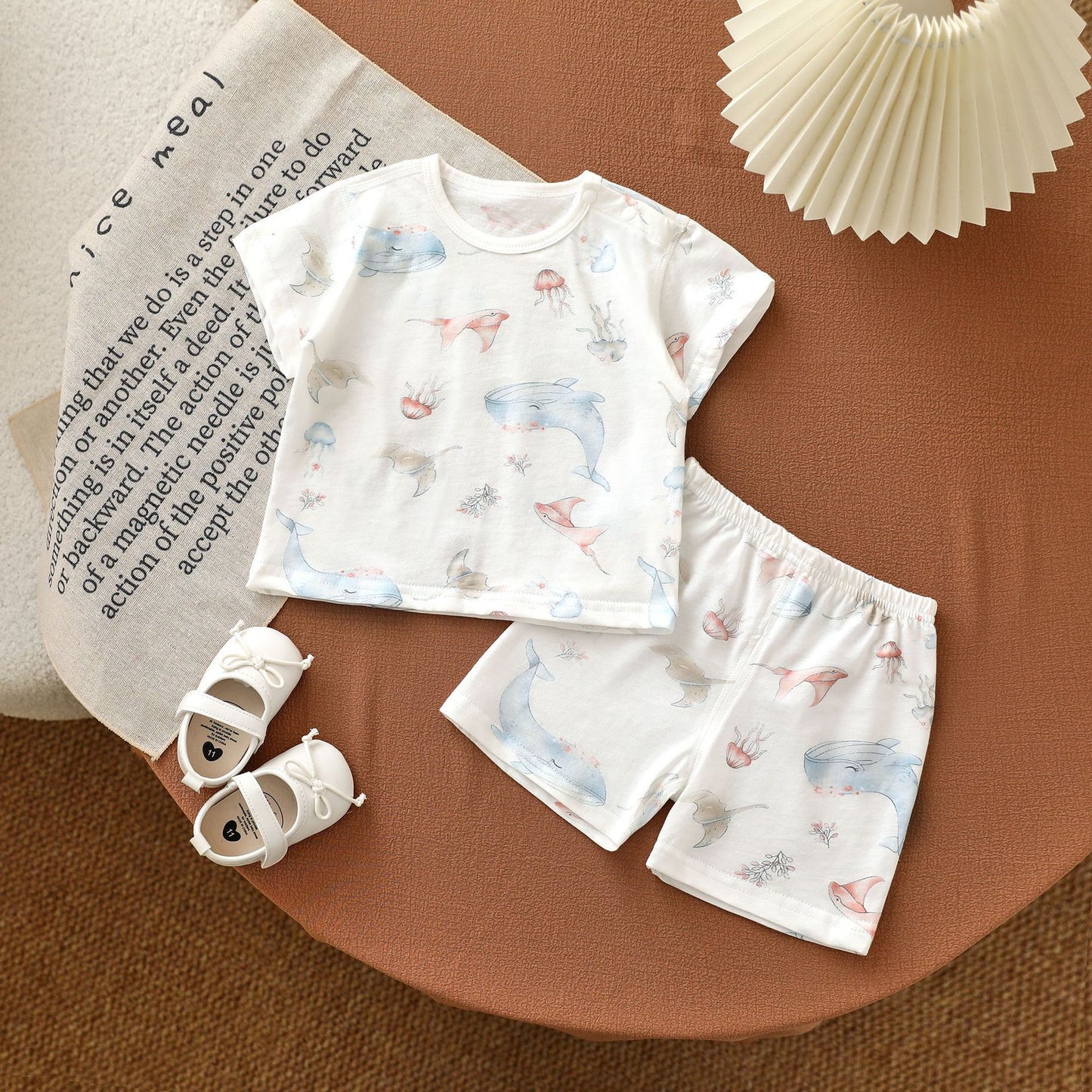 Children's Pure Cotton Short Sleeve Pants Home Children's Suit