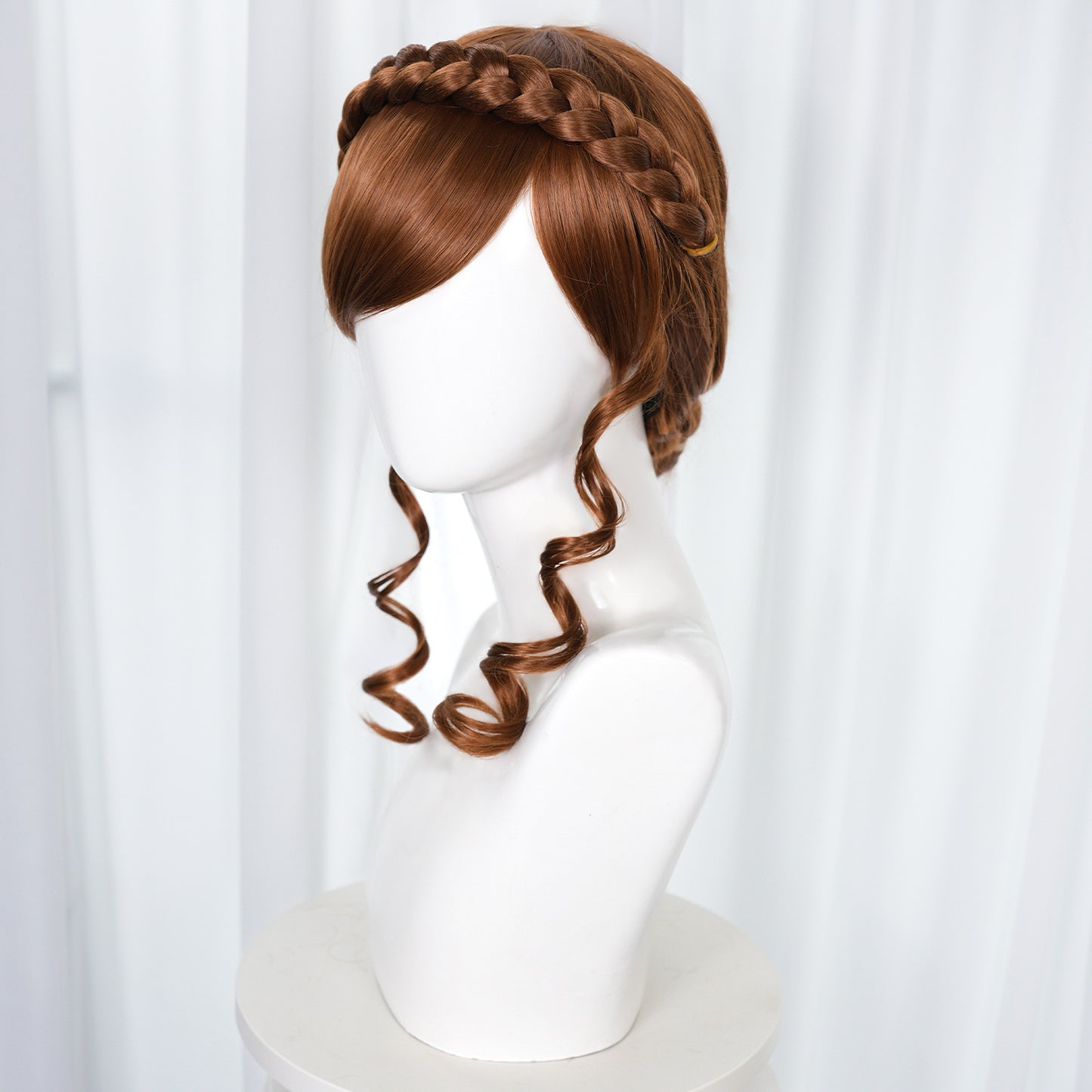 Frozen Anna Fluffy Braided Twist Braid Updo Low Cos Wig
