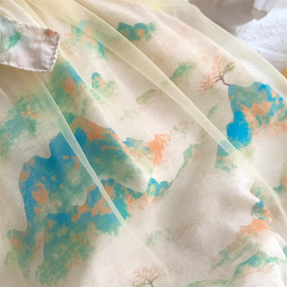 Chinese Style Mesh Bloomer With Skirt First Month Old Days Jumpsuit, Climbing Suit