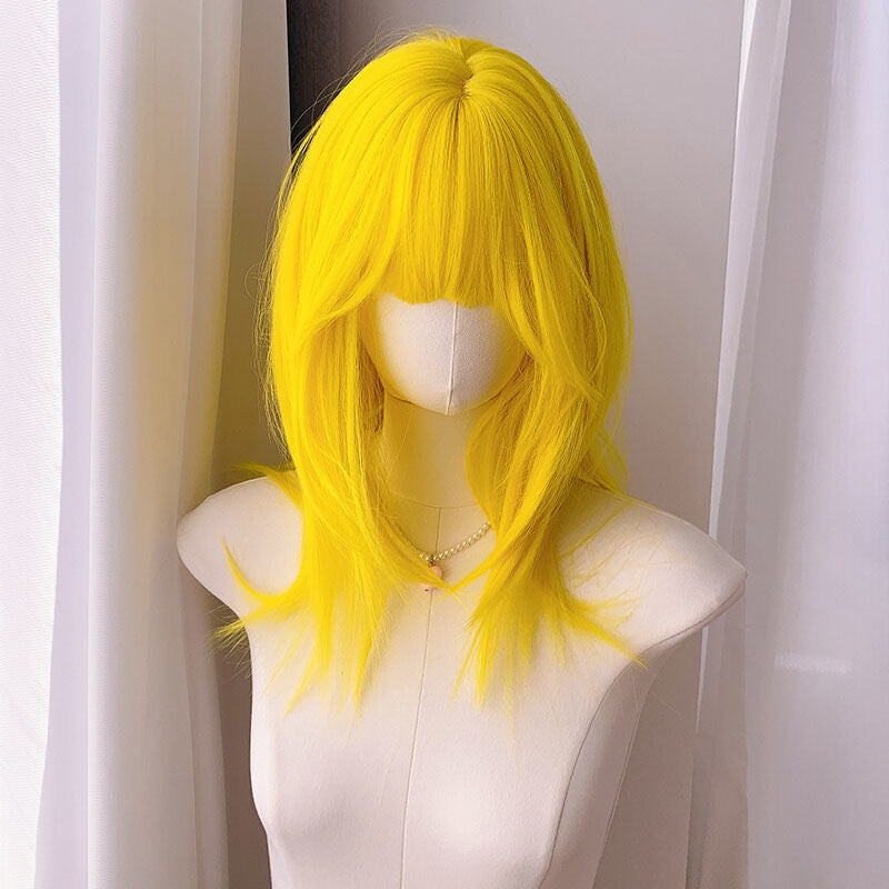 Female Bangs Level Mid-length Fashion Trendy Head Shape Simulation Full Wig Short Straight Hair