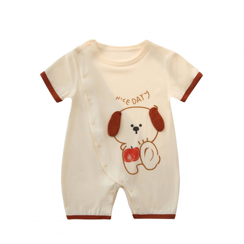 Modal Short-sleeved Jumpsuit Summer Boneless Sewing Born Male Female Jumpsuit, Climbing Suit