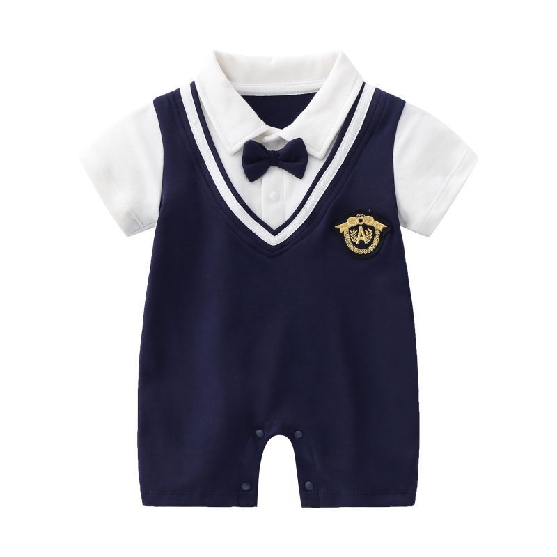 One Year Old Celebration Dress Short Sleeved Romper Preppy Style Jumpsuit, Climbing Suit