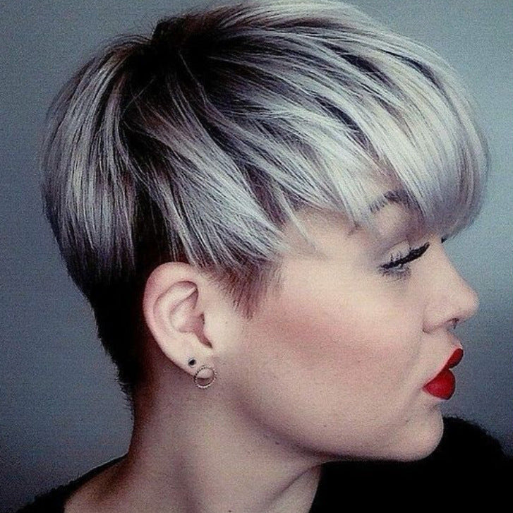 Female Mixed Color Machine Chemical Fiber Wig Short Straight Hair