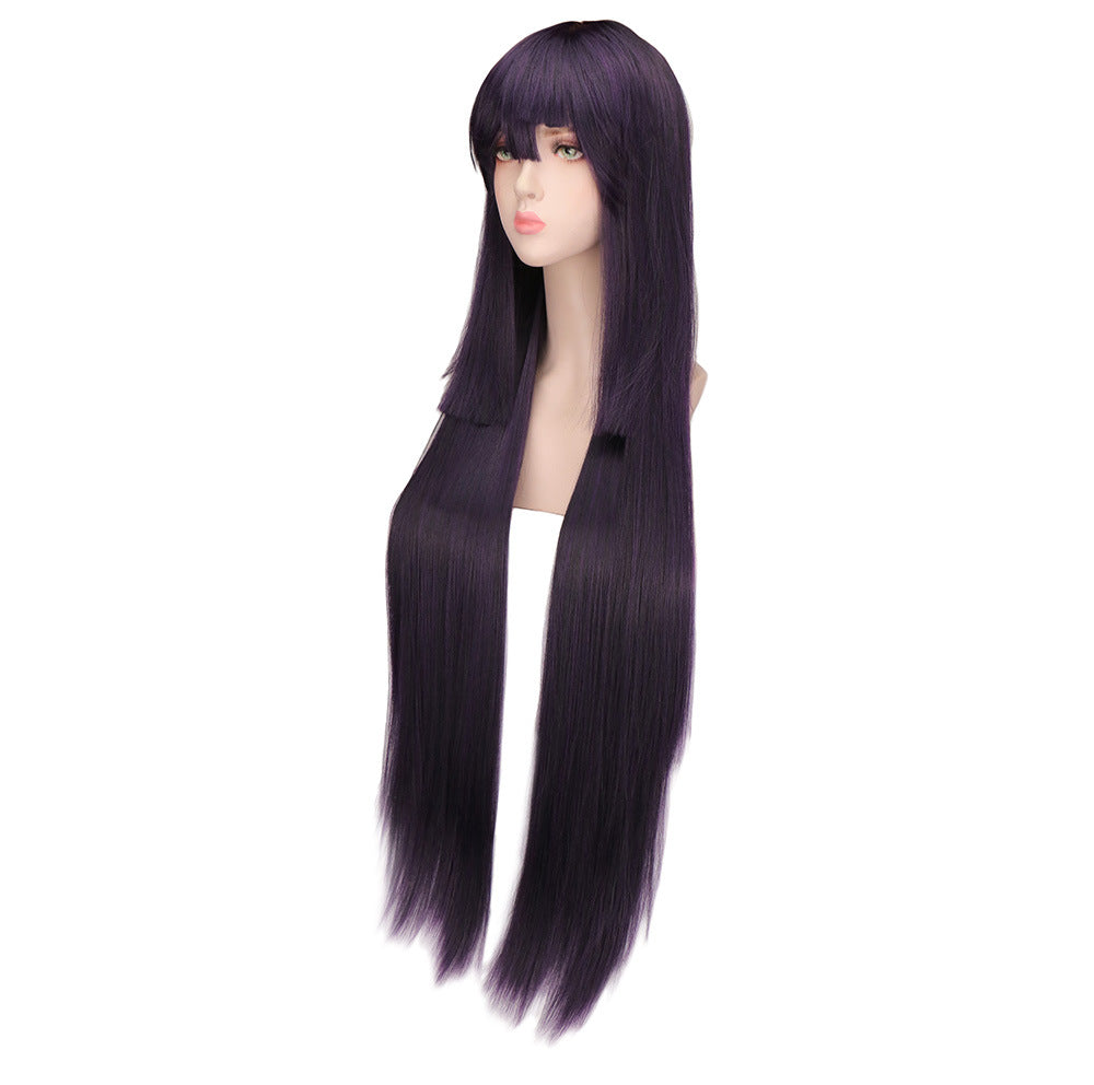 Roving Sin Wood Mandarin Orange Black Purple Wig Long Curls