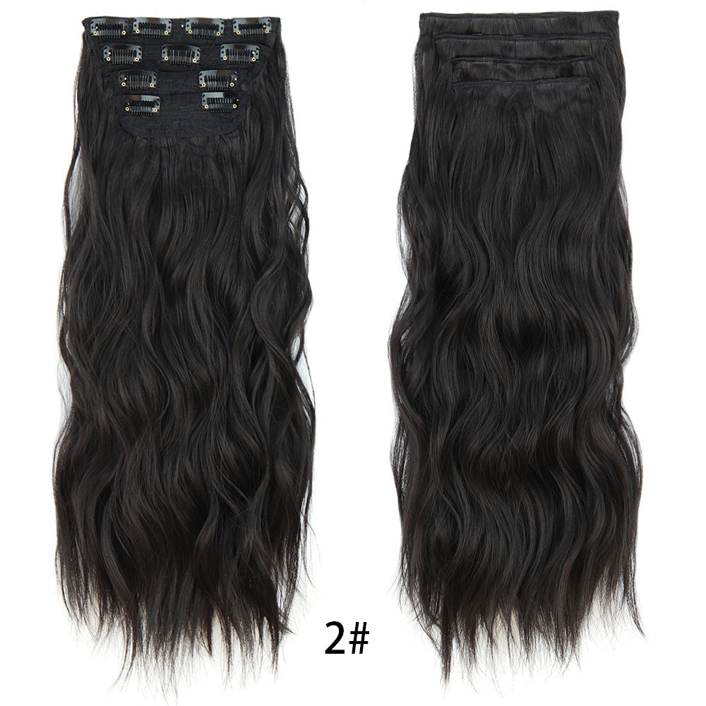 Long Curly Hair Set Hairpiece Clip Big Wave Wig