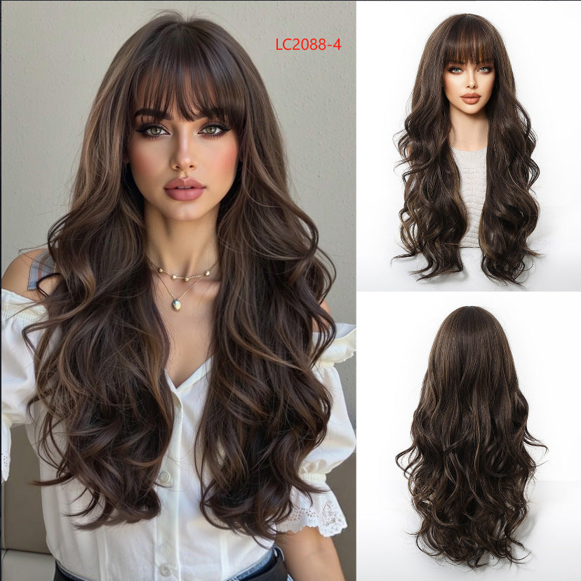 White Gold Color Barbie Wind Big Wave Curly Hair Fluffy Wig Long Curls
