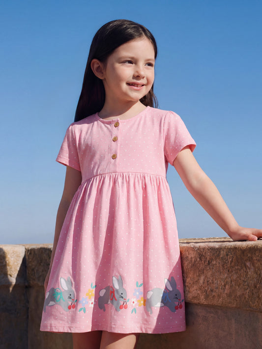 Children's Summer Fashion Rabbit Printed Skirt Princess Round Children's Dress