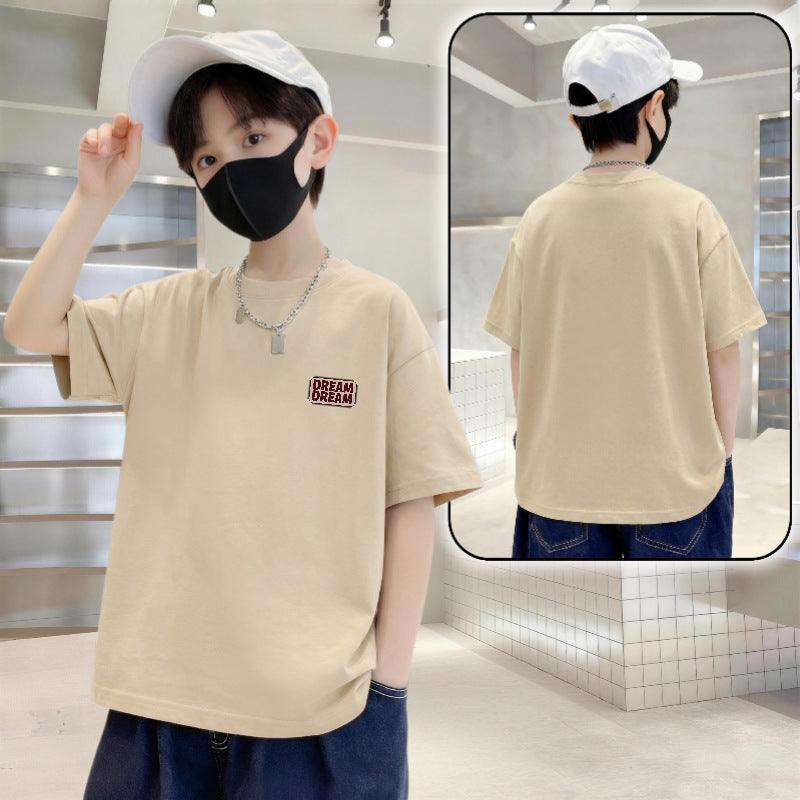 Children's Letter Printed Cotton Short-sleeved Boy Summer Clothing Loose Western Style Children's T-shirt