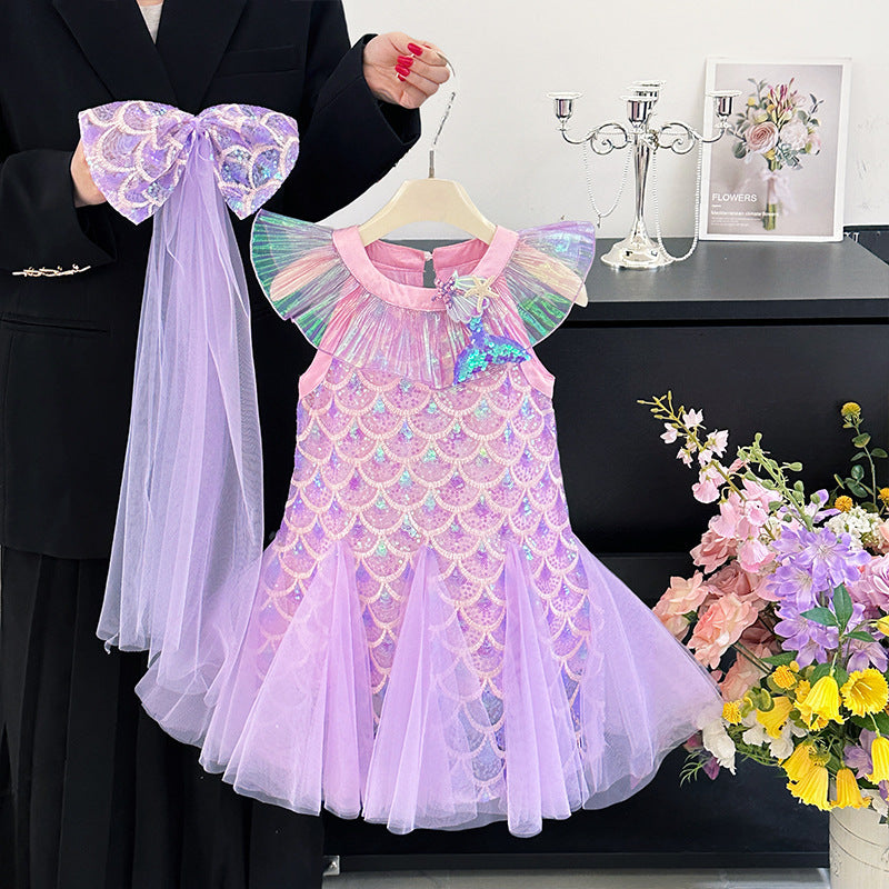 Children's Summer Sequined Mermaid Princess Birthday Little Children's Dress