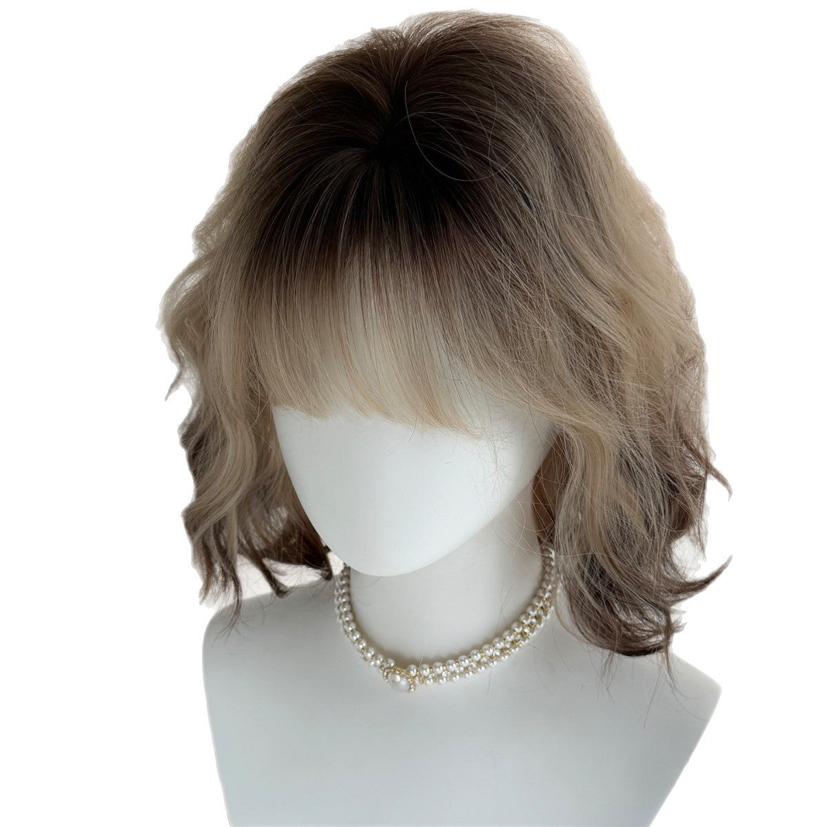 Kitten Highlights Natural Texture Tail Adjustable Female Gradient Wig Short Curly Hair