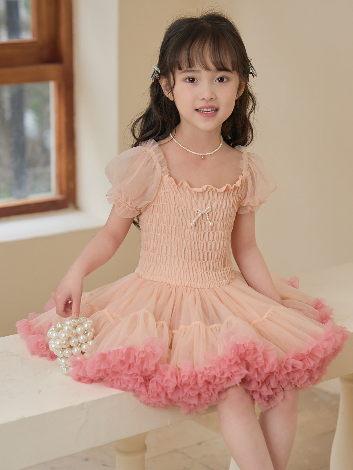 Children's Spring Fashionable Princess Bubble Sleeve Puffy Class Children's Dress