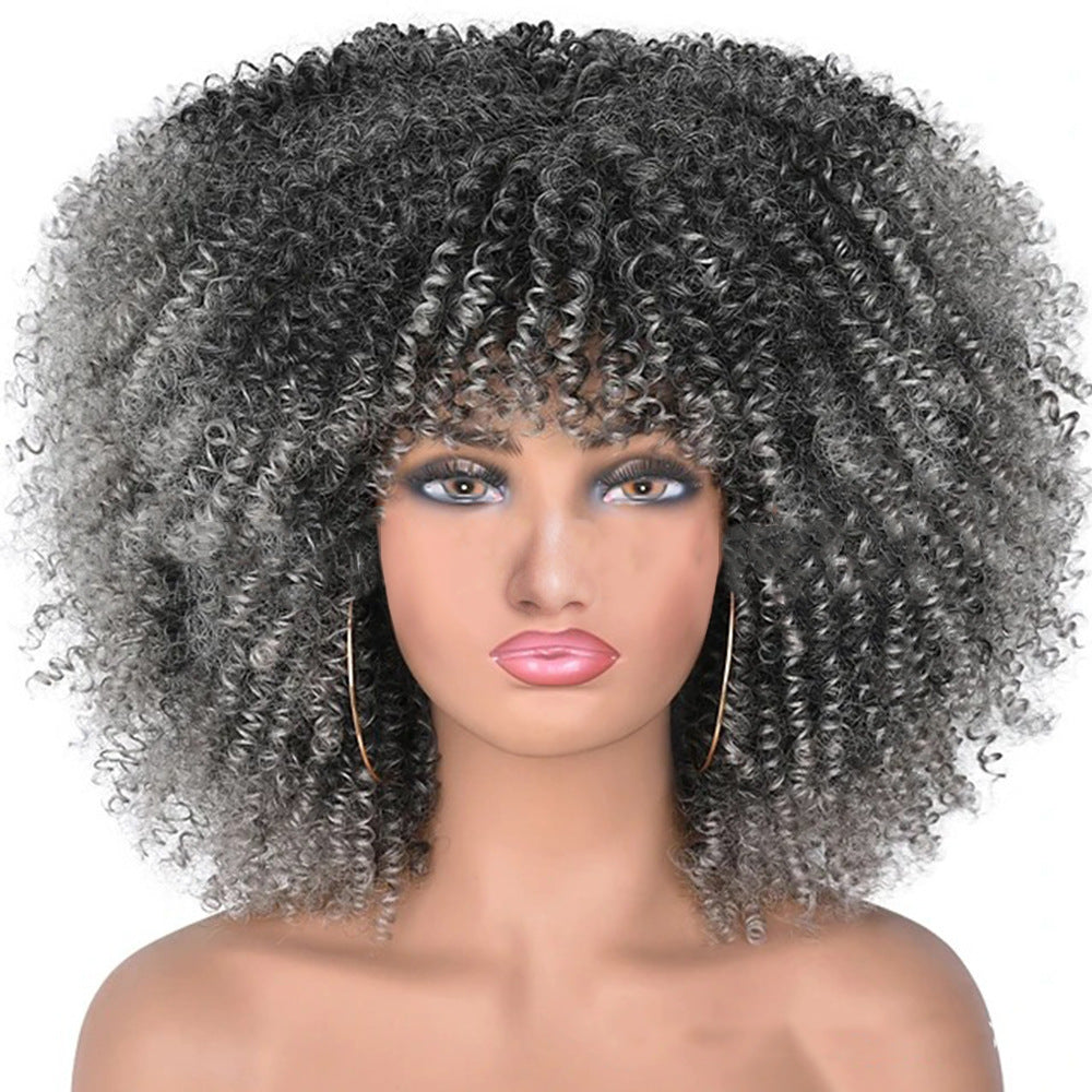 African Small Roll Rose Net Explosion Head Wig Short Curly Hair
