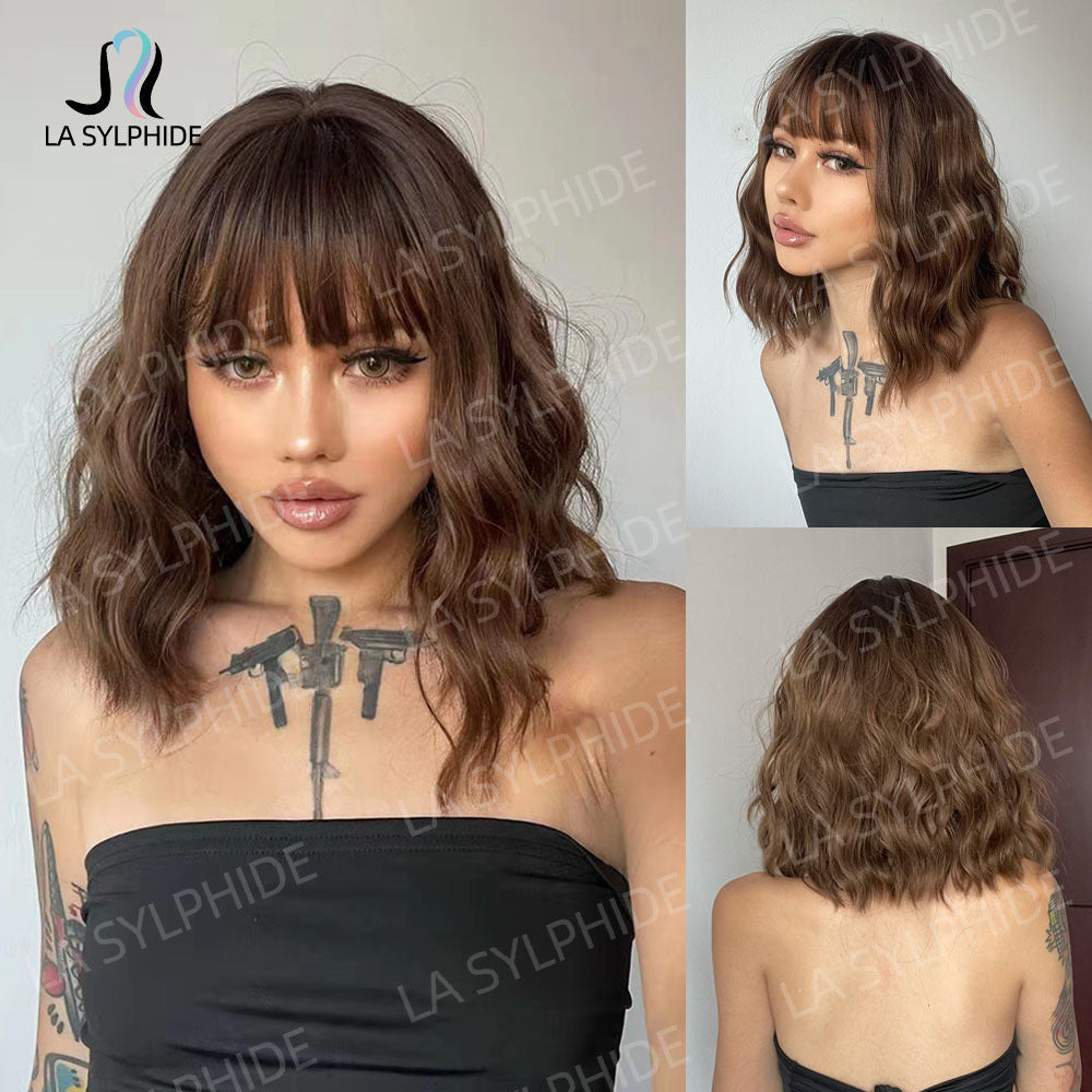 High Skull Top Best-selling Female Straight Bangs Short Wig Long Curls