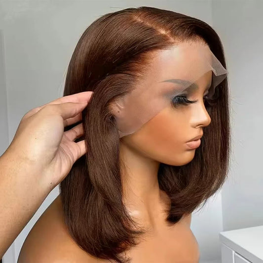 Durable Straight Bob Brazilian Human Brown Real Hair Wig