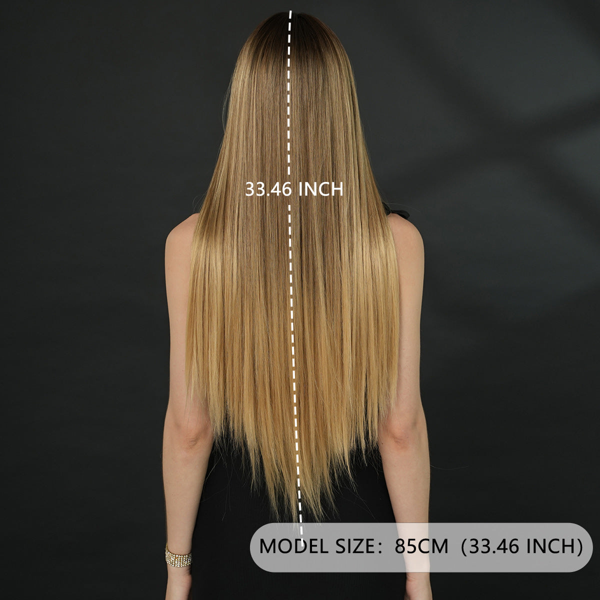 Women's Small Lace Super Hair Gradient Golden Mid-point Long Straight Wig