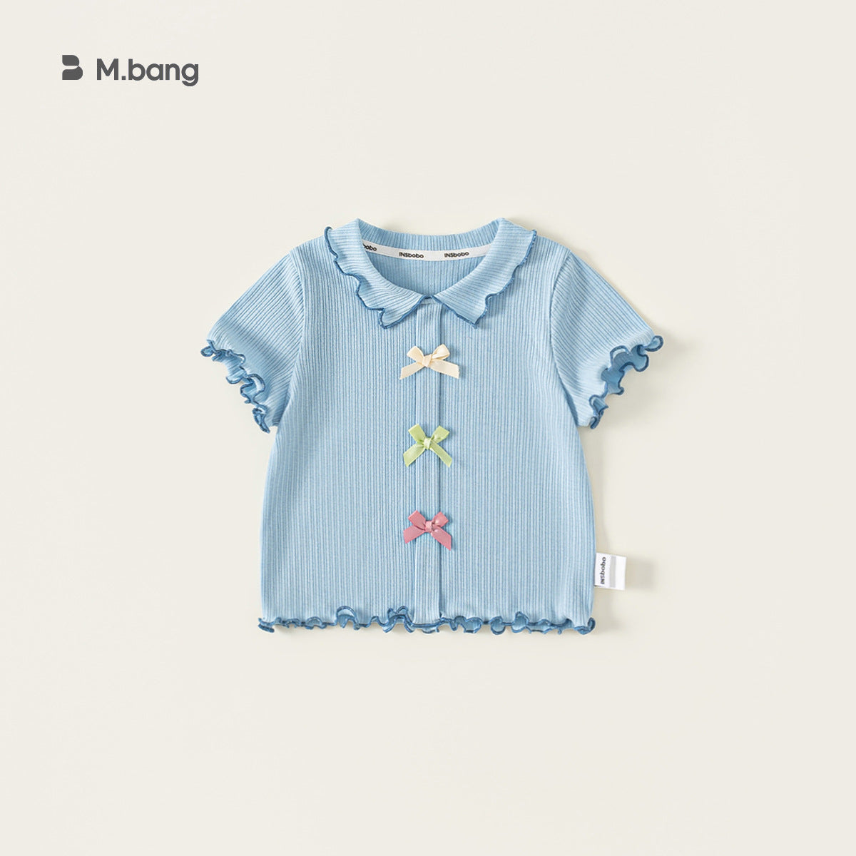 Children's Clothing Bowknot Summer Clothes Wooden Ear Sweet Style Short Sleeve Children's T-shirt