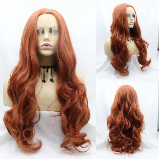 Forehead Lace Curly Hair Chemical Fiber Female Full Top Simulation Wig Long Curls