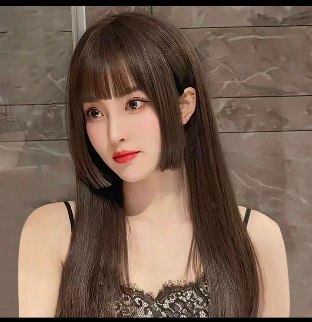 Gradient Princess Cut Fashion Natural Air Bangs Long Straight Wig