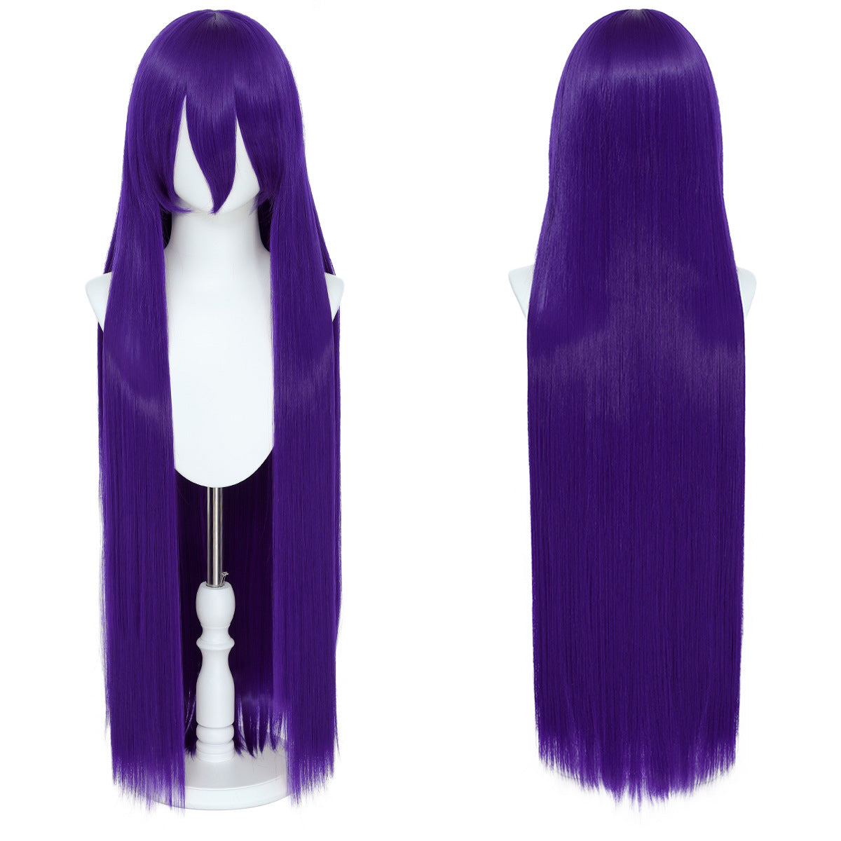 Long Straight Hair Hairpiece Blank Black White Cos Wig
