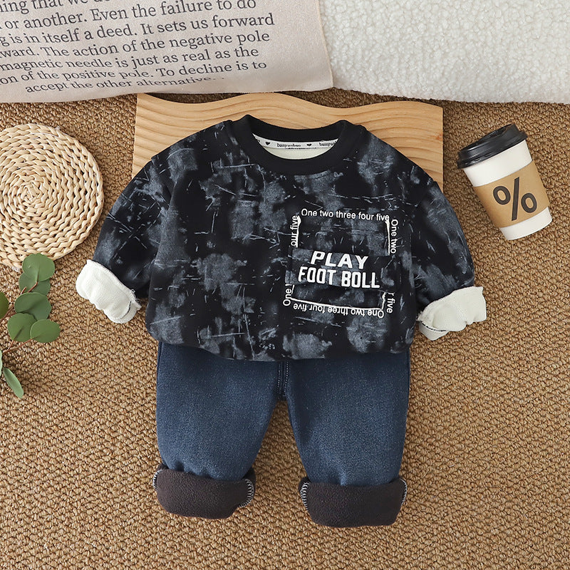 Children's Fleece Thermal Hoodie Fashionable Clothes Leisure Children's Suit