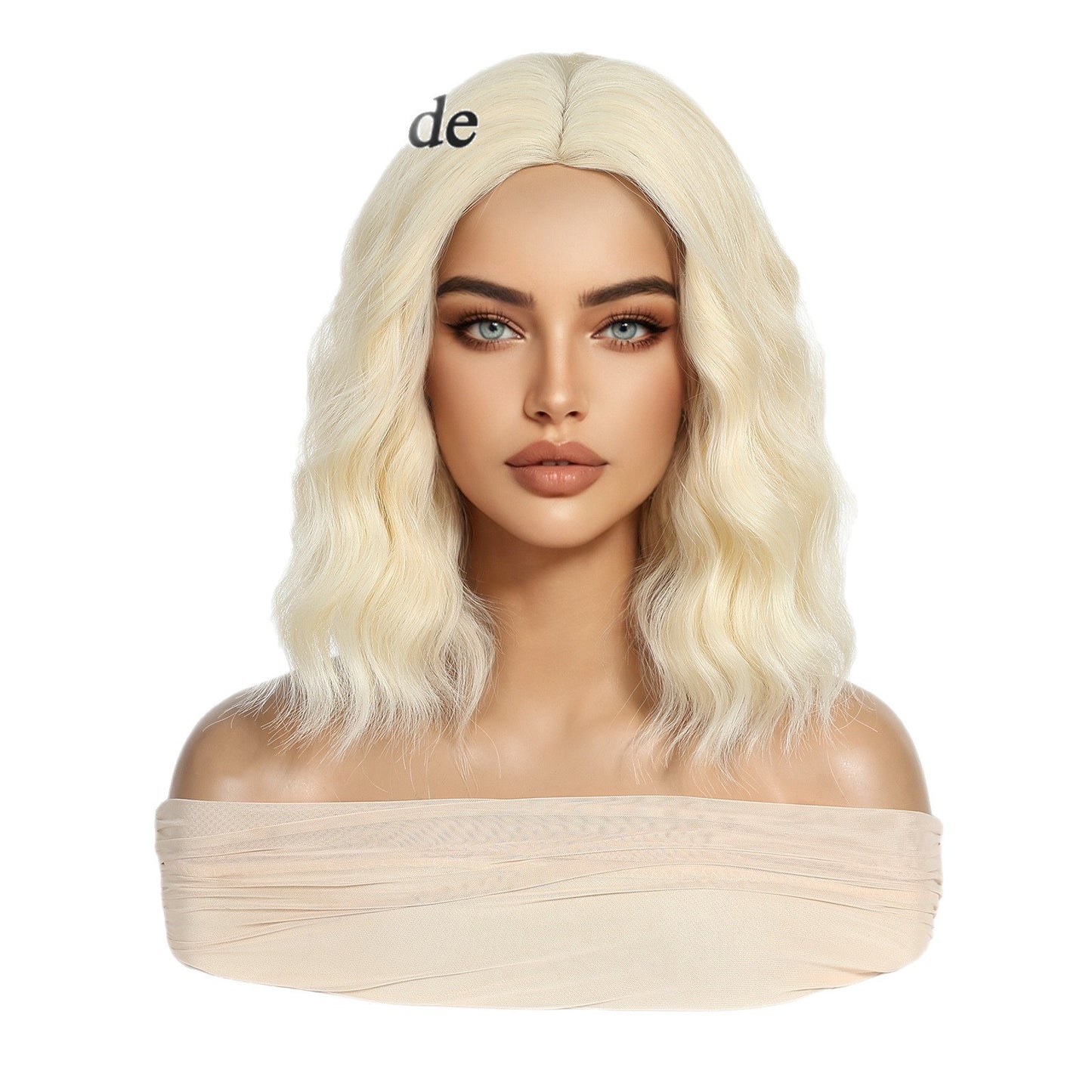 Golden Korean Egg Roll Full Top Wig Short Curly Hair