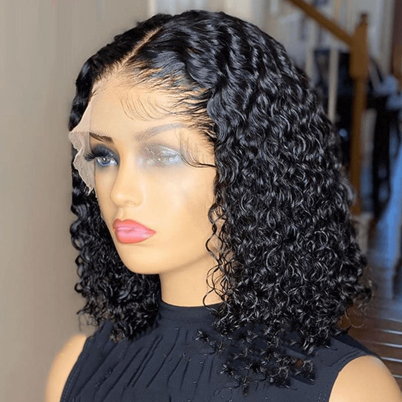 African Small Hand Roll Wound Tube Front Lace Wig Short Curly Hair