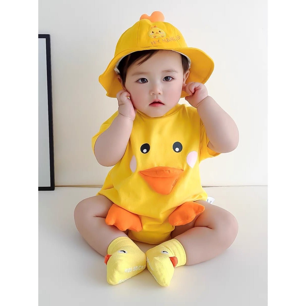 Women's & Men's Small Yellow Duck Clothes Thin Triangle Jumpsuit, Climbing Suit