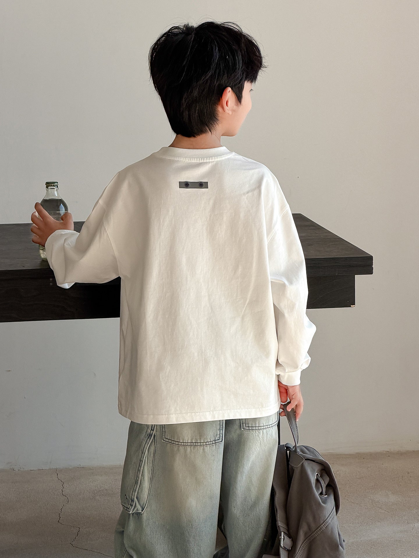 Boy's Long-sleeved Wear Pu Handsome Bottoming Top Boys Spring Children's T-shirt