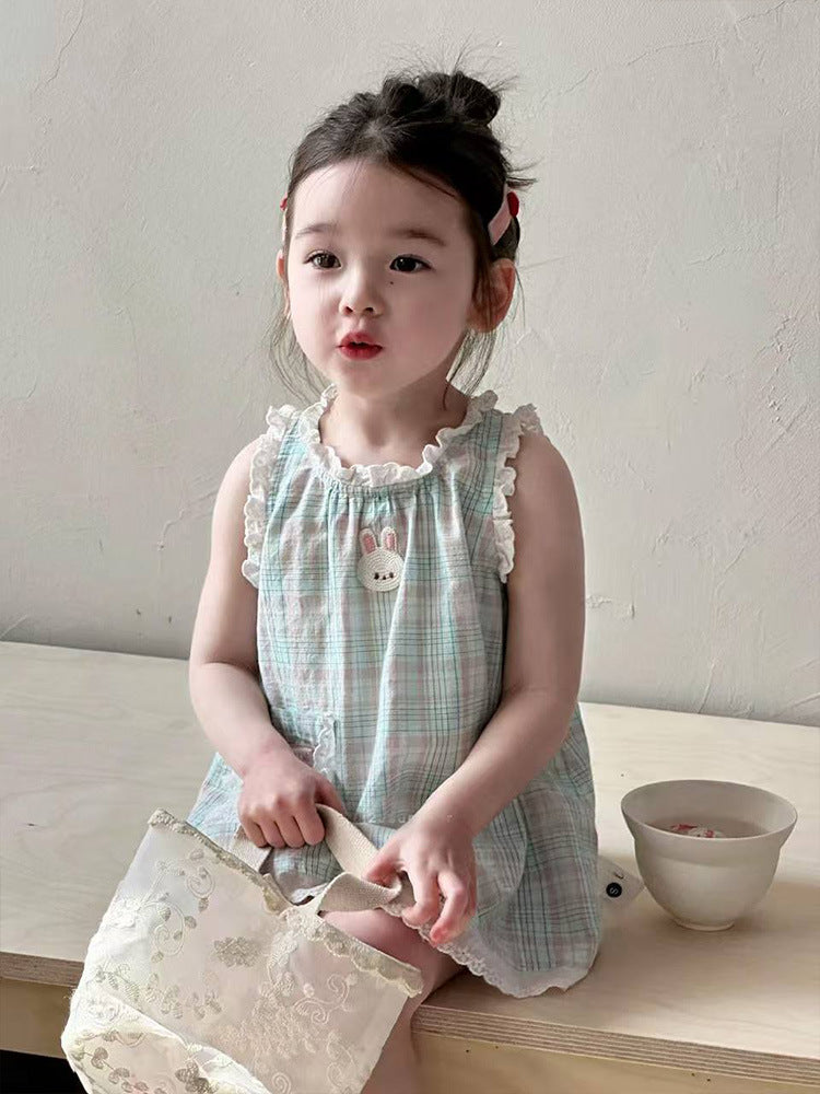 Skirt Summer Lace Vest Western Style Cute Children's Dress