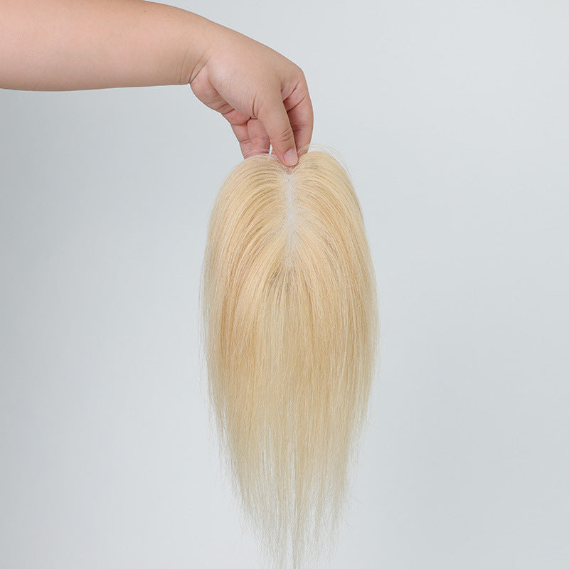 Bangs Golden Real Human Hair Natural Breathable Hand-woven Hairpiece Cover Wig