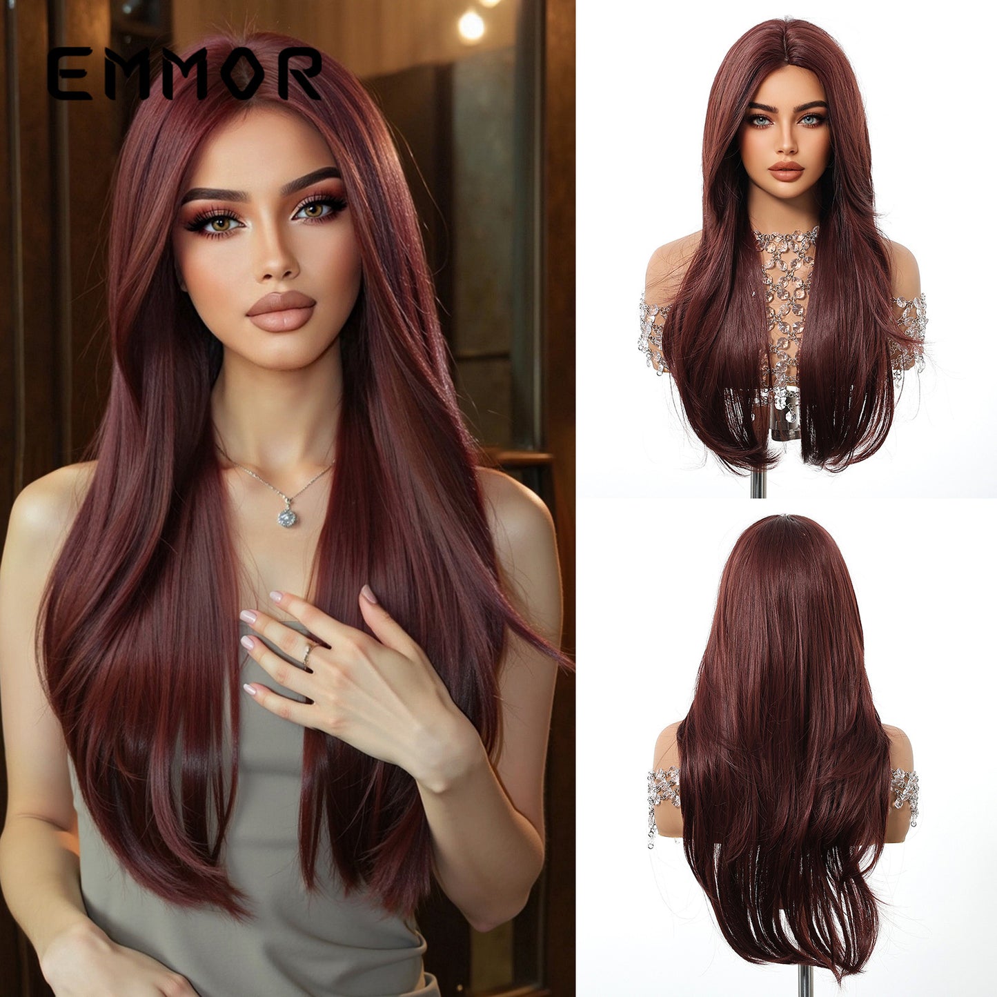 Women's Hair Mid-length Black High-level Temperament Face Trimming Long Straight Wig