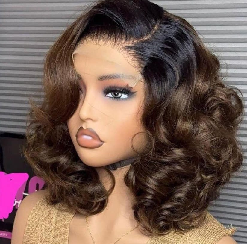 Fashion Lady Front Lace Big Wave Wig Short Curly Hair