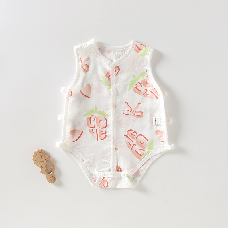 Pipa Summer Thin Bamboo Cotton Gauze Clothes Sleeveless Vest Romper Jumpsuit, Climbing Suit