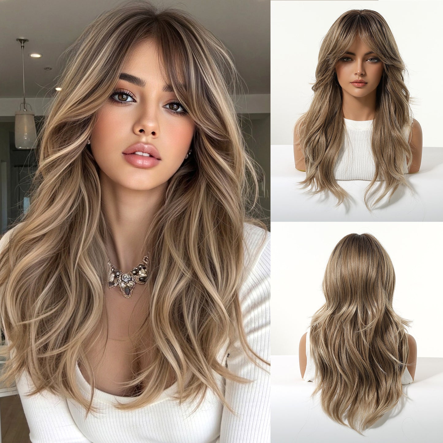 Type Bangs Curly Natural Fashion Top Wig Long Curls