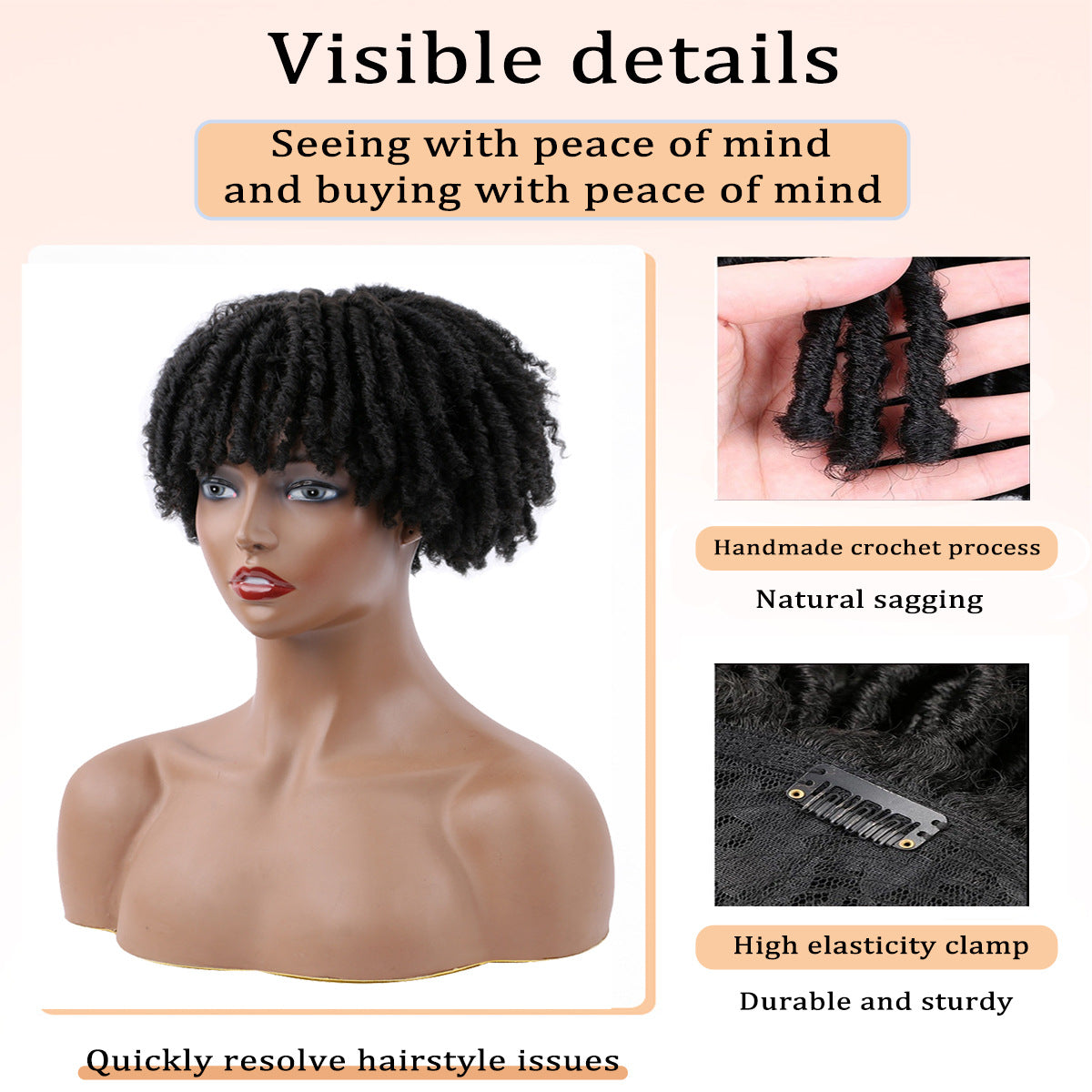 Dreadlocks Curly Hair Head Spiral Chemical Fiber Mesh Men's Wig