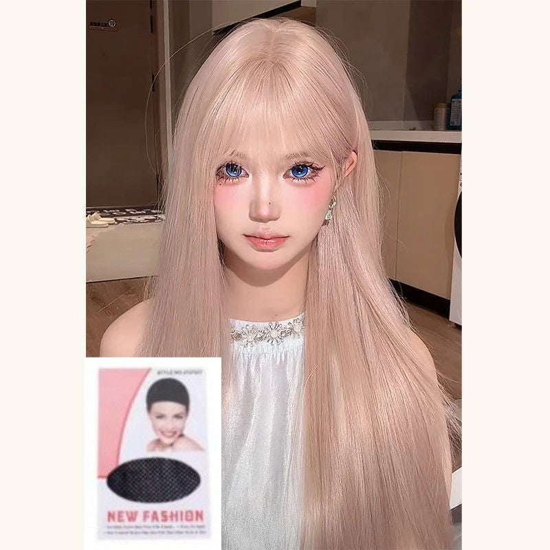 Women's Spring Black Bangs Elegant Face Small Long Straight Wig