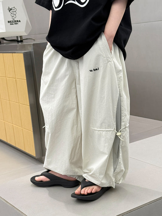 Children's Fashionable Simple Letter Splicing Design Versatile Casual Two-color Children's Pants
