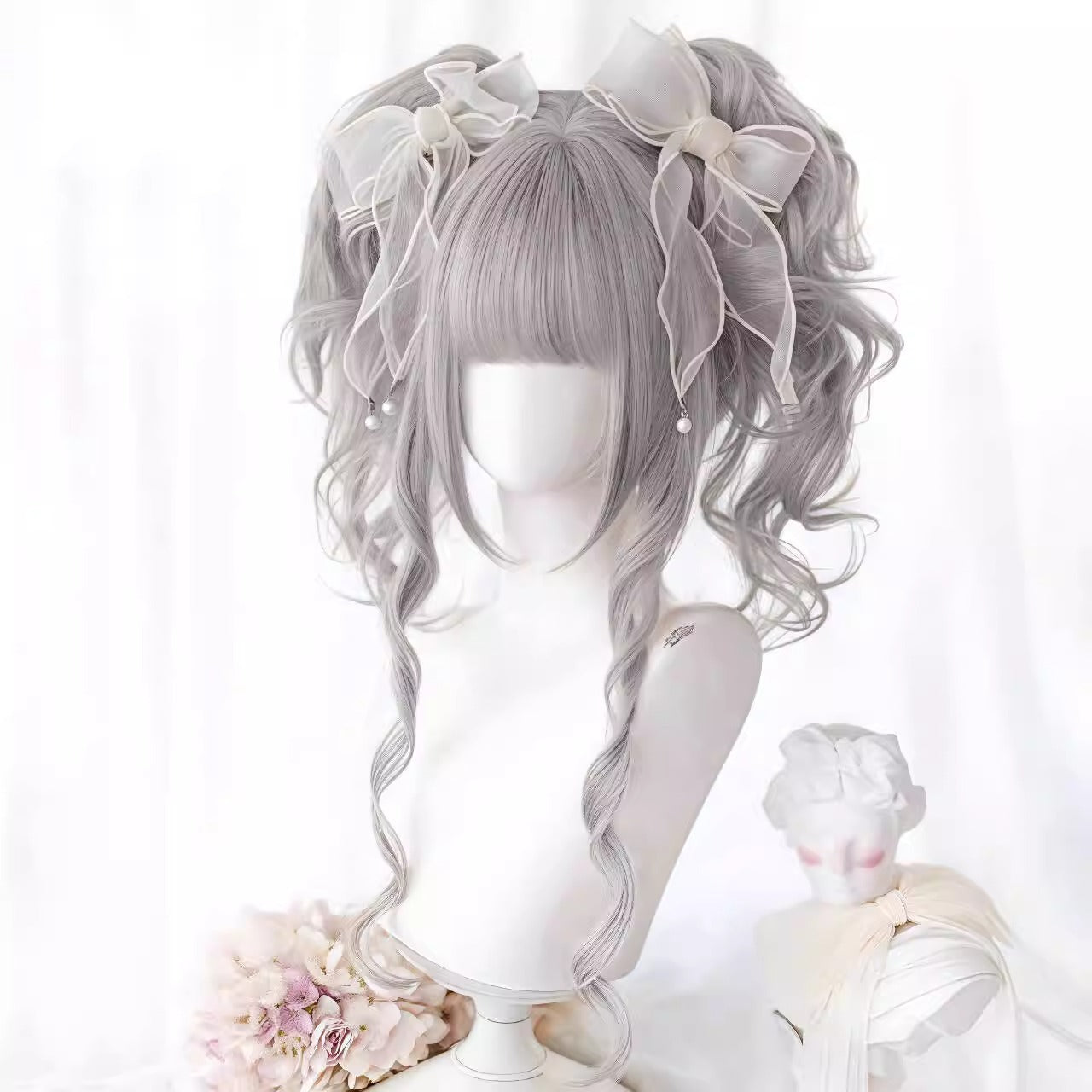 Collection Ancient Breakfast Double Ponytail Jaws Clamp Daily Retro Wig Long Curls