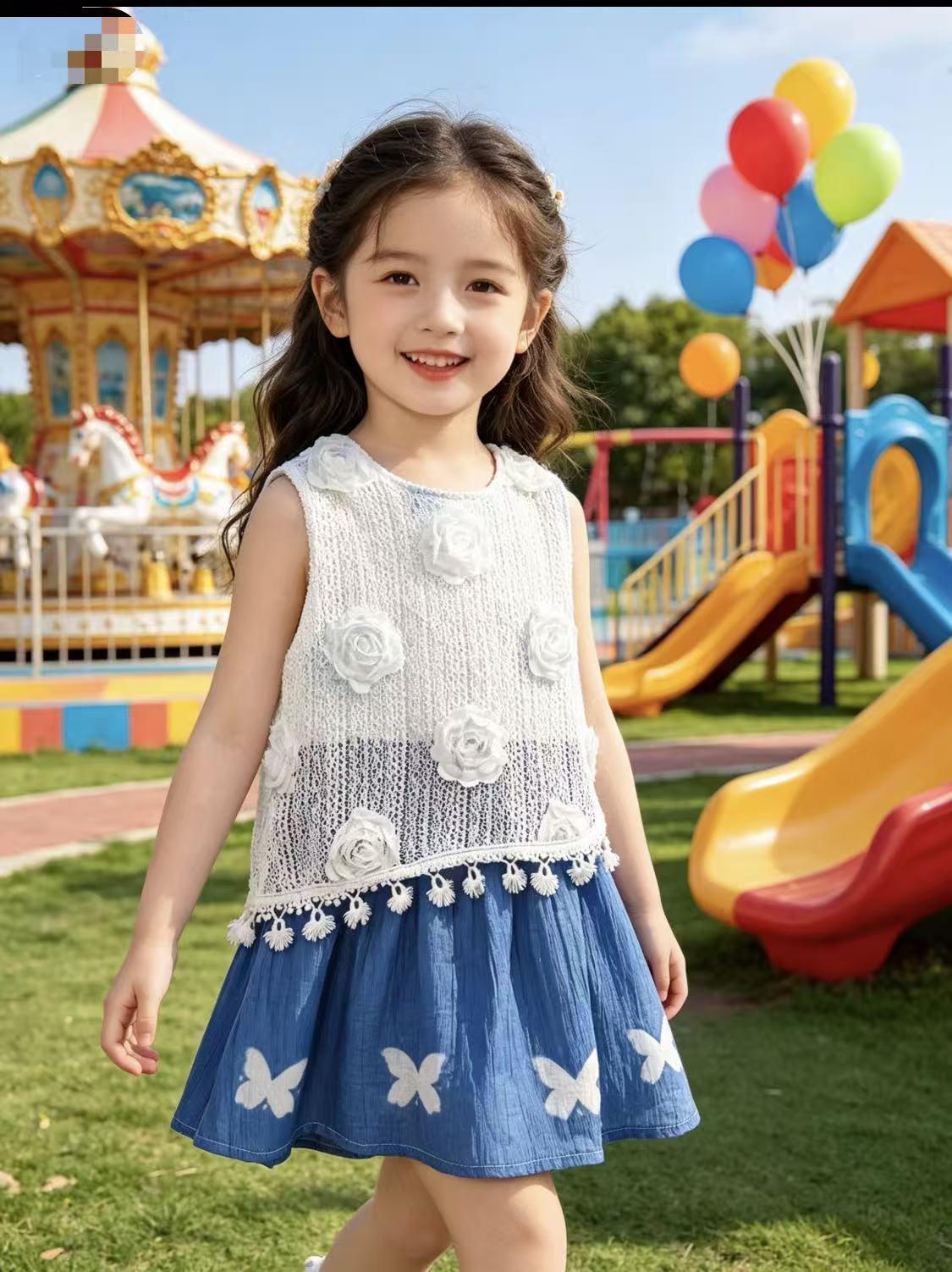Summer Chinese Style Ethnic Radix Plant Handmade Western Frog Button Children's Dress