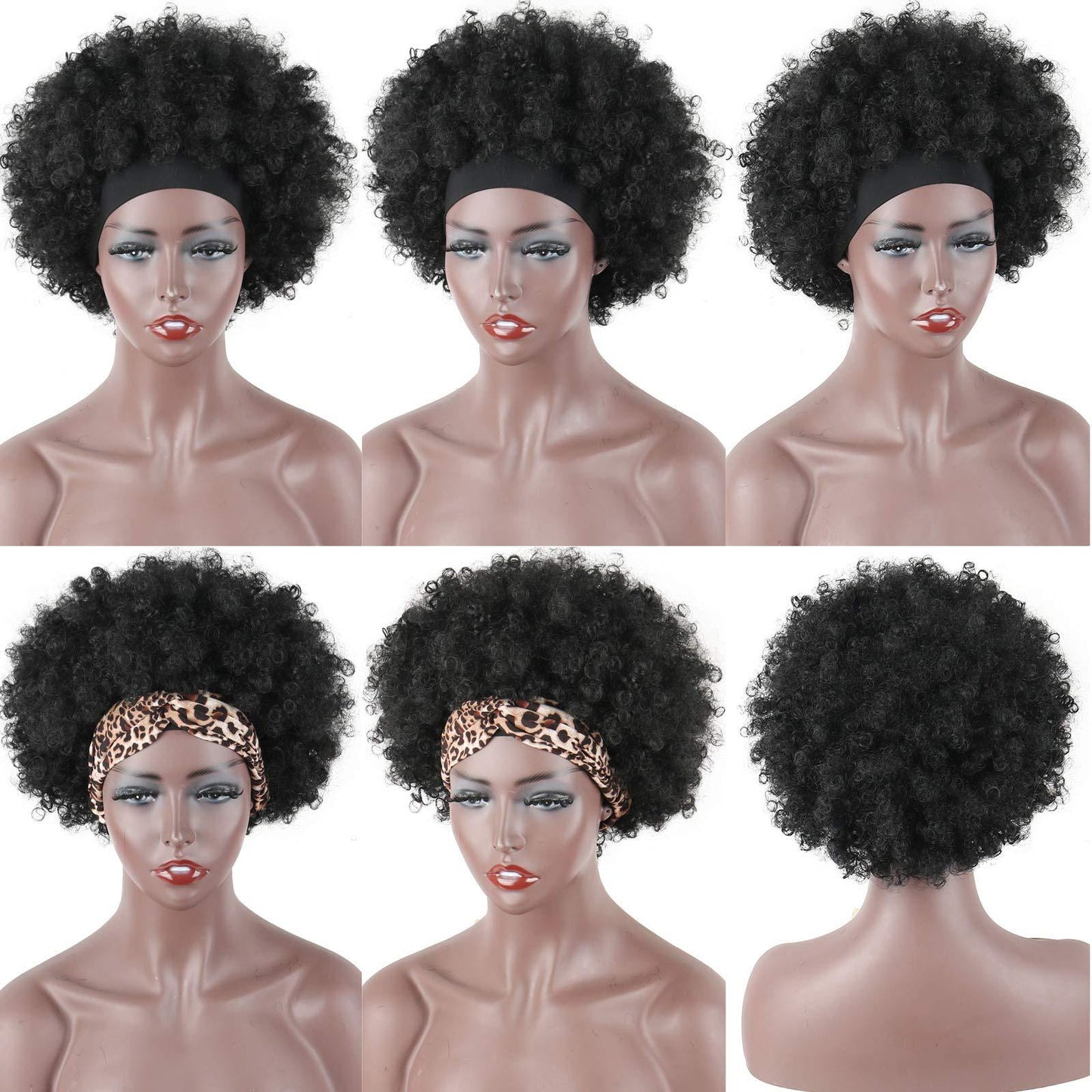African Fluffy Afro Small Ice Ribbon Wig Short Curly Hair