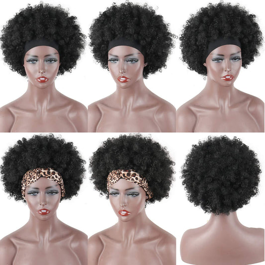 African Fluffy Afro Small Ice Ribbon Wig Short Curly Hair