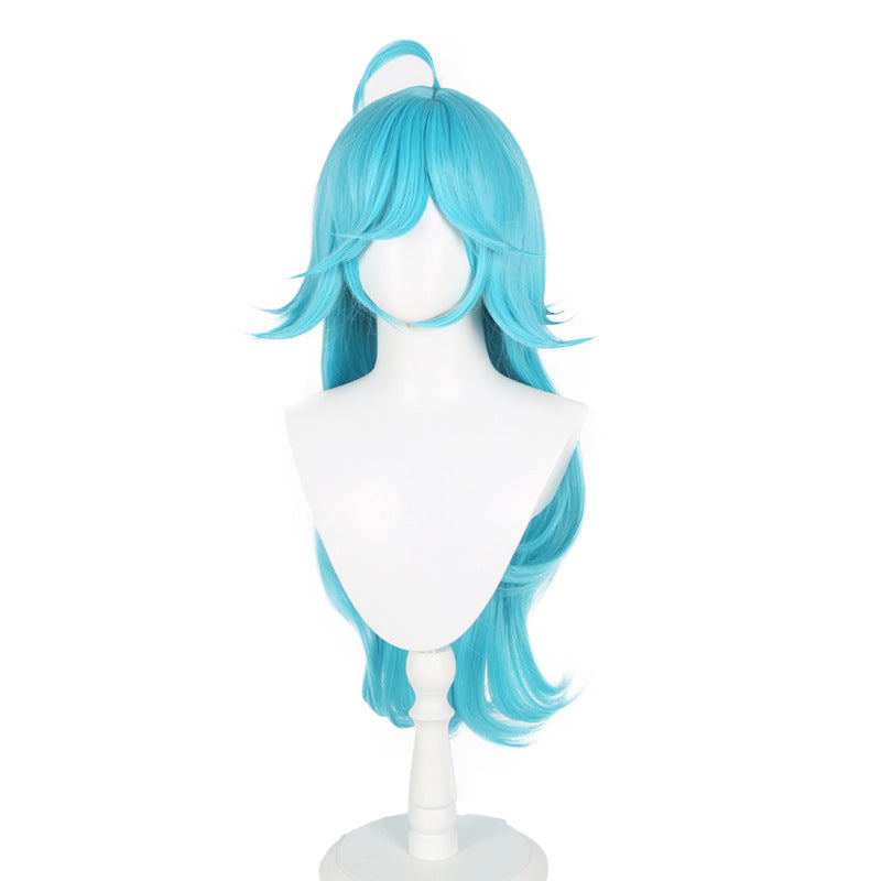 King Little Mermaid Sky Blue Turn Warped Head Leather Top Cos Wig