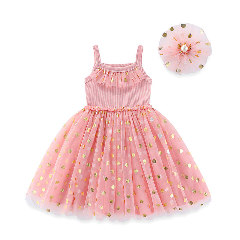 Elegant Summer Mesh Slip Fluffy Princess Children's Dress