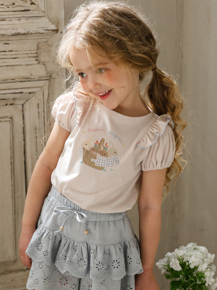 Strawberry Shan Western Style Bubble Sleeve Cartoon Children's T-shirt