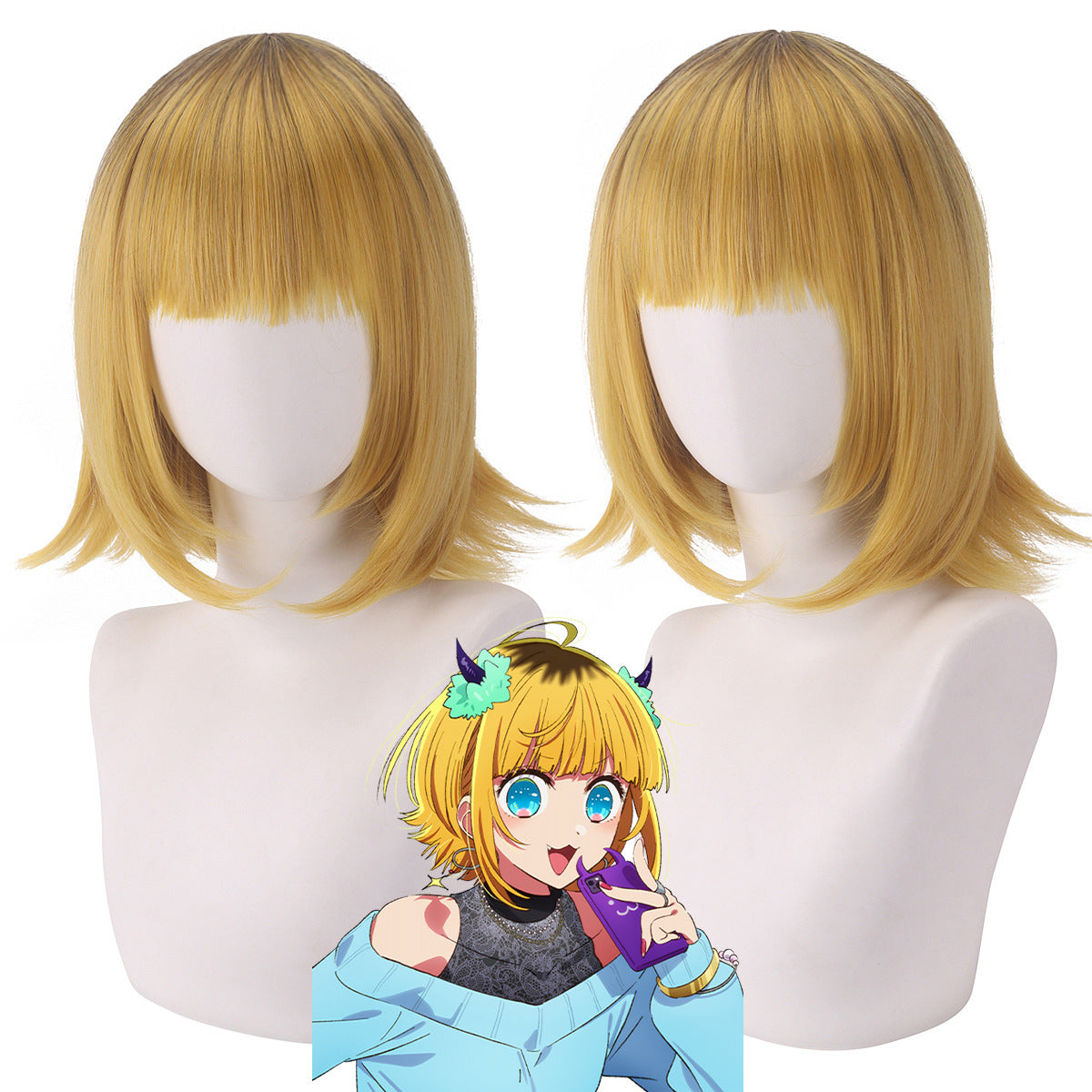 Brown Dyed Gradient Yellow Turn-up Short Cos Wig